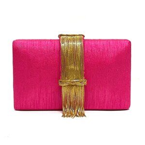 Simitri Fringe Clutch in "Cranberry Sauce"